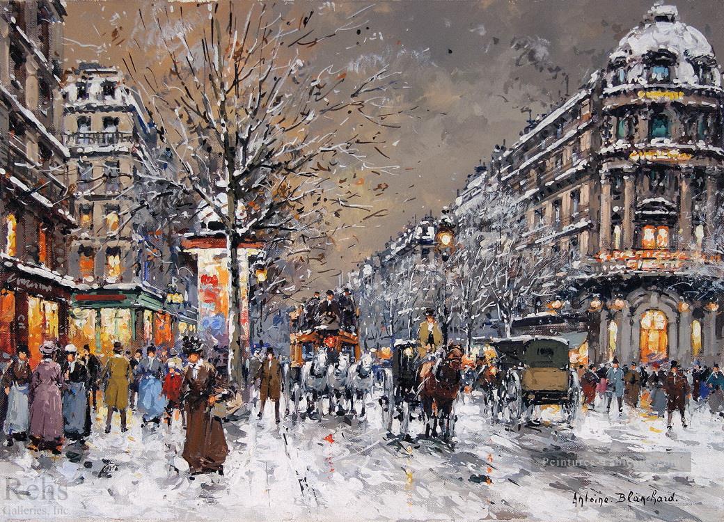 AB les grands boulevards sous la neige Parisien Peintures à l'huile